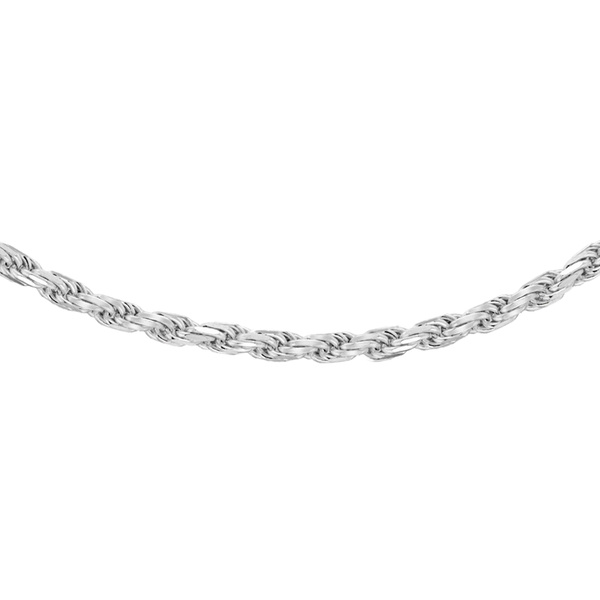 JCK Vegas Collection Sterling Silver Diamond Cut Rope Chain Nekclace Size 20 Inch, 9.10 Gms.