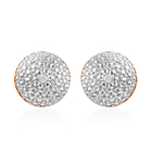Diamond Stud Earrings (with Push Back) in 14K Gold Overlay Sterling Silver