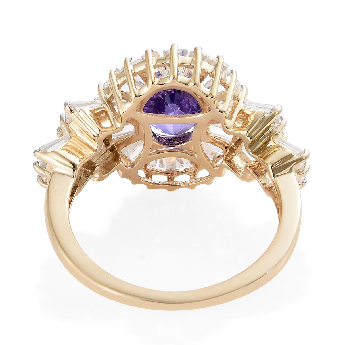 9K Yellow Gold Tanzanite (Ovl), Natural Cambodian Zircon Ring 4.500 Ct