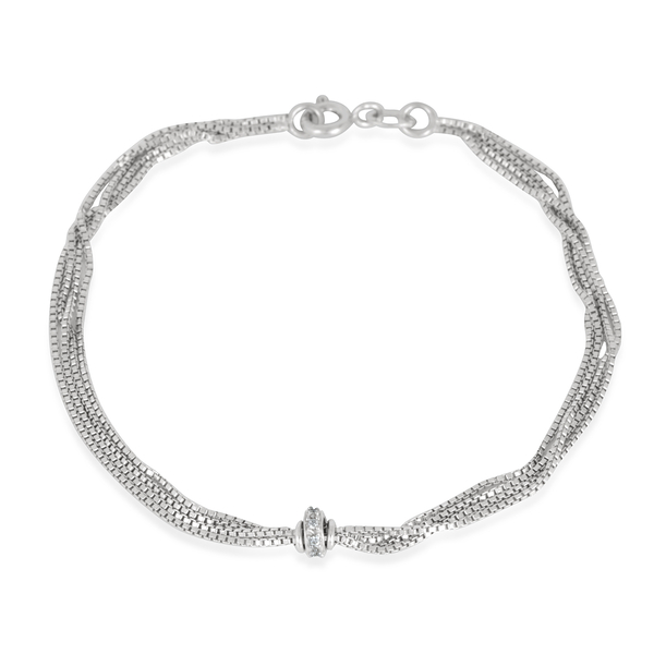 Close Out Deal Rhodium Plated Sterling Silver Bracelet (Size 7.5), Silver wt 3.56 Gms.