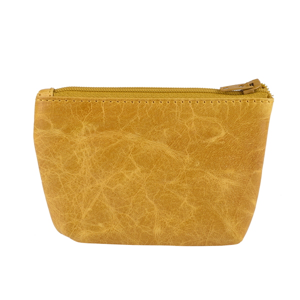 Assots London Diana 100% Genuine Leather Zip Top Coin Purse in Yellow (Size 11x2x8cm)