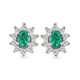 Premium Emerald and Natural Cambodian Zircon Stud Earrings (With Push Back) in Platinum Overlay Ster