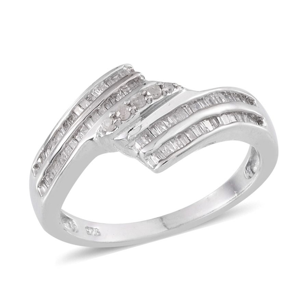 Diamond (Rnd) Ring in Platinum Overlay Sterling Silver 0.500 Ct.