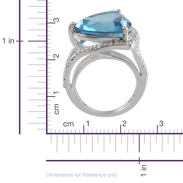 River Quartz (Trl 10.25 Ct), Diamond Ring in Platinum Overlay Sterling Silver 10.260 Ct.