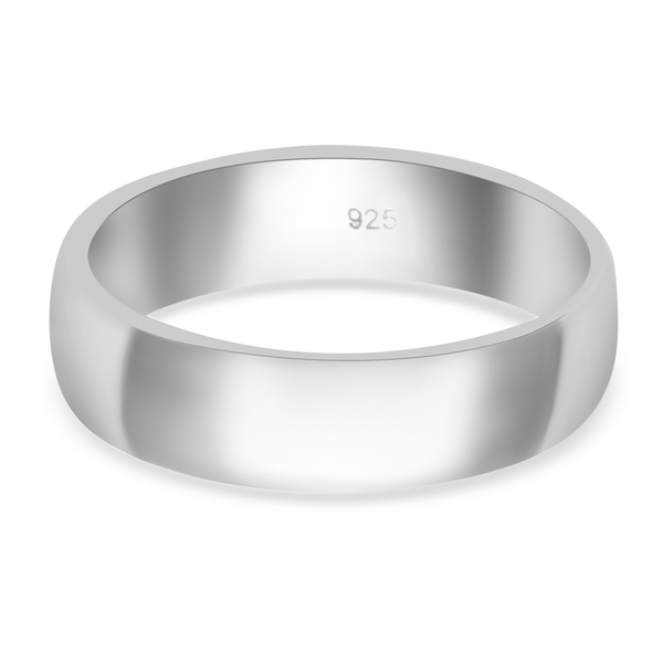 High Finish Plain Band Ring in Platinum Pated Sterling Silver 3.38 Grams