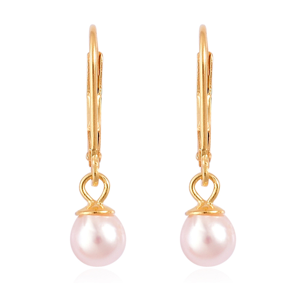 AAA Japanese Akoya Pearl (Rnd) Lever Back Earrings in Yellow Gold Overlay Sterling Silver 2.414 Ct.