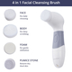 4 in 1 Facial Cleaning Brush (4xAA Battery Not Included) (Size 17x8x5 Cm) - Grey & White