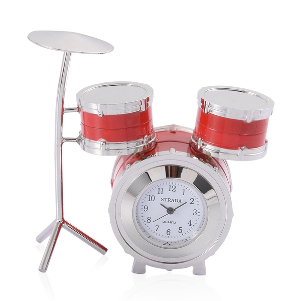 3D-STRADA Japanese Movement Red Drum Set Style Table Clock