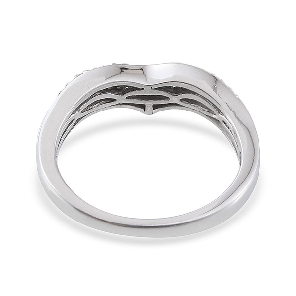 Diamond (Rnd) Stackable Chevron Ring in Platinum Overlay Sterling Silver 0.250 Ct.