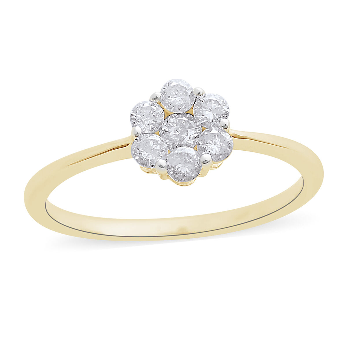 Limited Edition 0.50 Ct Diamond Pressure Set Floral Ring in 9K Gold 2.34 Grams SGL Certified I3 GH