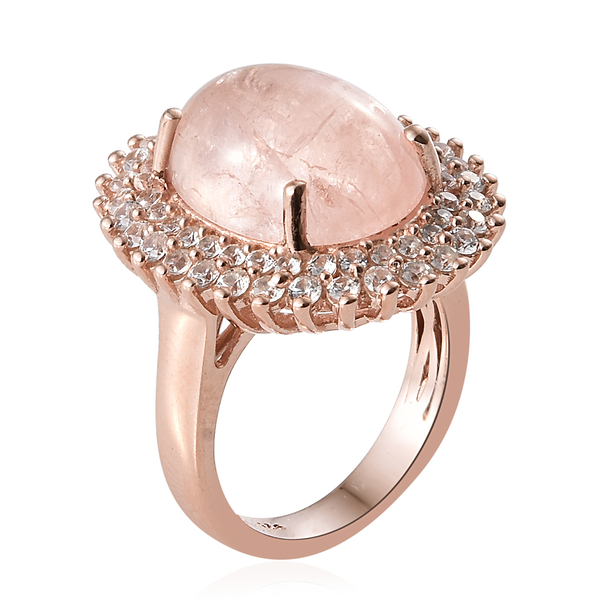 Marropino Morganite (Ovl 10.00 Ct), Natural Cambodian Zircon Ring in Rose Gold Overlay Sterling Silver 11.500 Ct, Silver wt 6.19 Gms.