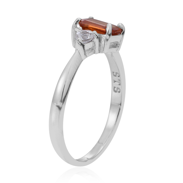 Orange Sapphire (Oct 1.00 Ct), Natural Cambodian Zircon Ring in Sterling Silver 1.250 Ct.