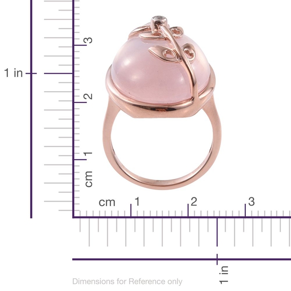 KIMBERLEY Rose Quartz (Ovl), Natural Cambodian Zircon Ring in Rose Gold Overlay Sterling Silver 35.050 Ct.