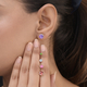 One Time Deal - Set of 5 - Amethyst, Mozambique Garnet, Pink Topaz and Multi Gemstones Solitaire Stud Earrings (with Push Back) in Sterling Silver 6.42 Ct.