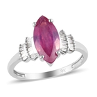 9K White Gold AA African Ruby (FF) and Diamond Ring (Size K) 2.60 Ct.
