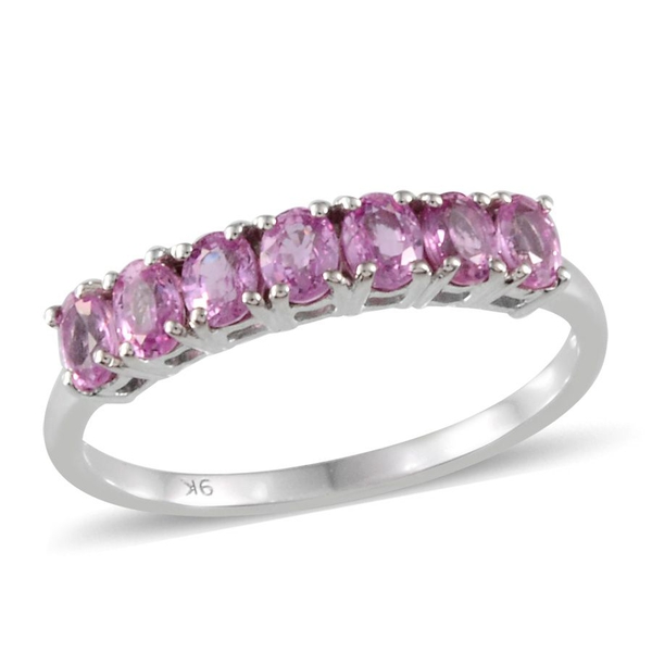9K W Gold Pink Sapphire (Ovl) 7 Stone Ring 1.250 Ct.