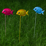 Pack of 6 - Decorative Fish Garden Stake (Size 78x8x8 Cm) - Multi