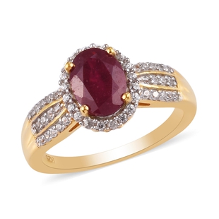 MP - AA African Ruby (FF) and Natural Cambodian Zircon Ring in 14K Gold Overlay Sterling Silver 1.94