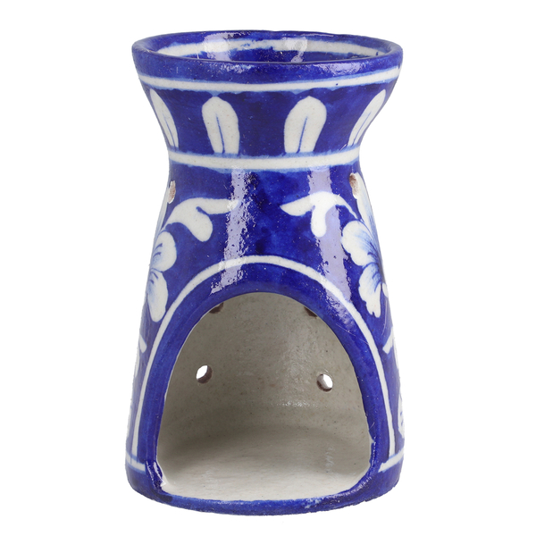 Jaipur Blue - Hand Painted Ceramic Burner with 3 Diffuser Oil (Rose, Sandalwood & Lavender) - Blue