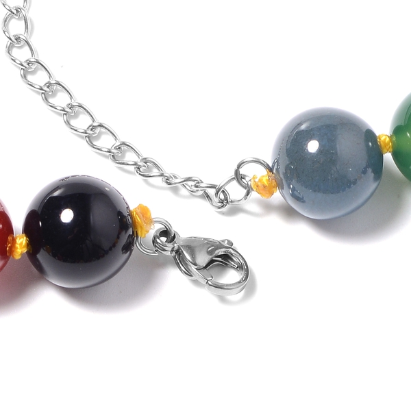 Multi Agate Necklace (Size - 18) in Stainless Steel 550.50 Ct