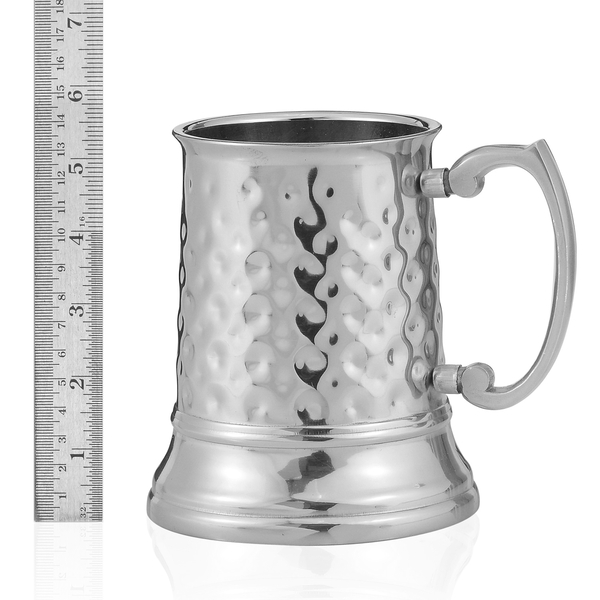 Home Decor Silver Colour Hammered Tankard Mug