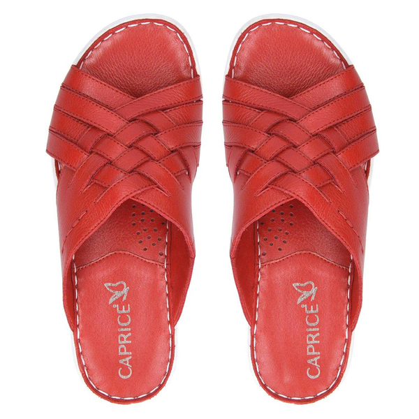 Caprice Leather Nappa Slider Sandal - Red