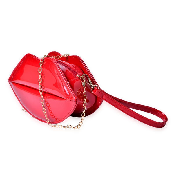 Red Colour Lip Design Crossbody Bag with Chain Strap (Size 24.5x13.5x7 Cm)