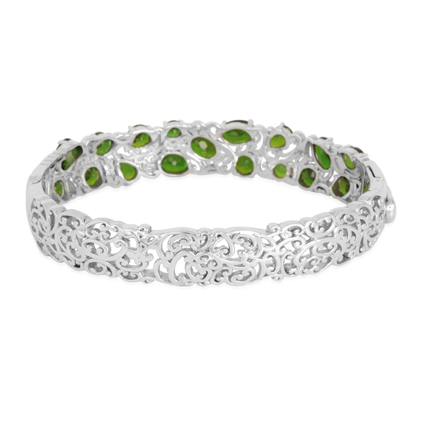 Chrome Diopside (Ovl) Bangle (Size 7) in Platinum Overlay Sterling Silver 10.000 Ct.