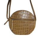 ASSOTS LONDON JANE Genuine Leather Round Croc Crossbody Bag (Size 18x10x6cm) - Mustard