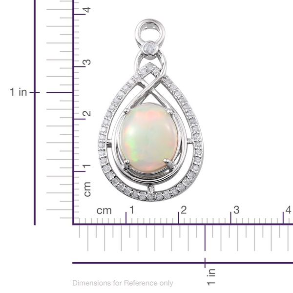 9K W Gold Ethiopian Welo Opal (Ovl 3.10 Ct), Diamond Pendant 3.500 Ct.
