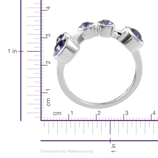 - Tanzanite Colour Crystal (Rnd) 5 Stone Ring in Sterling Silver 1.000 Ct.
