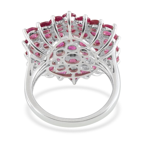 African Ruby (Rnd) Cluster Ring in Platinum Overlay Sterling Silver 9.500 Ct.