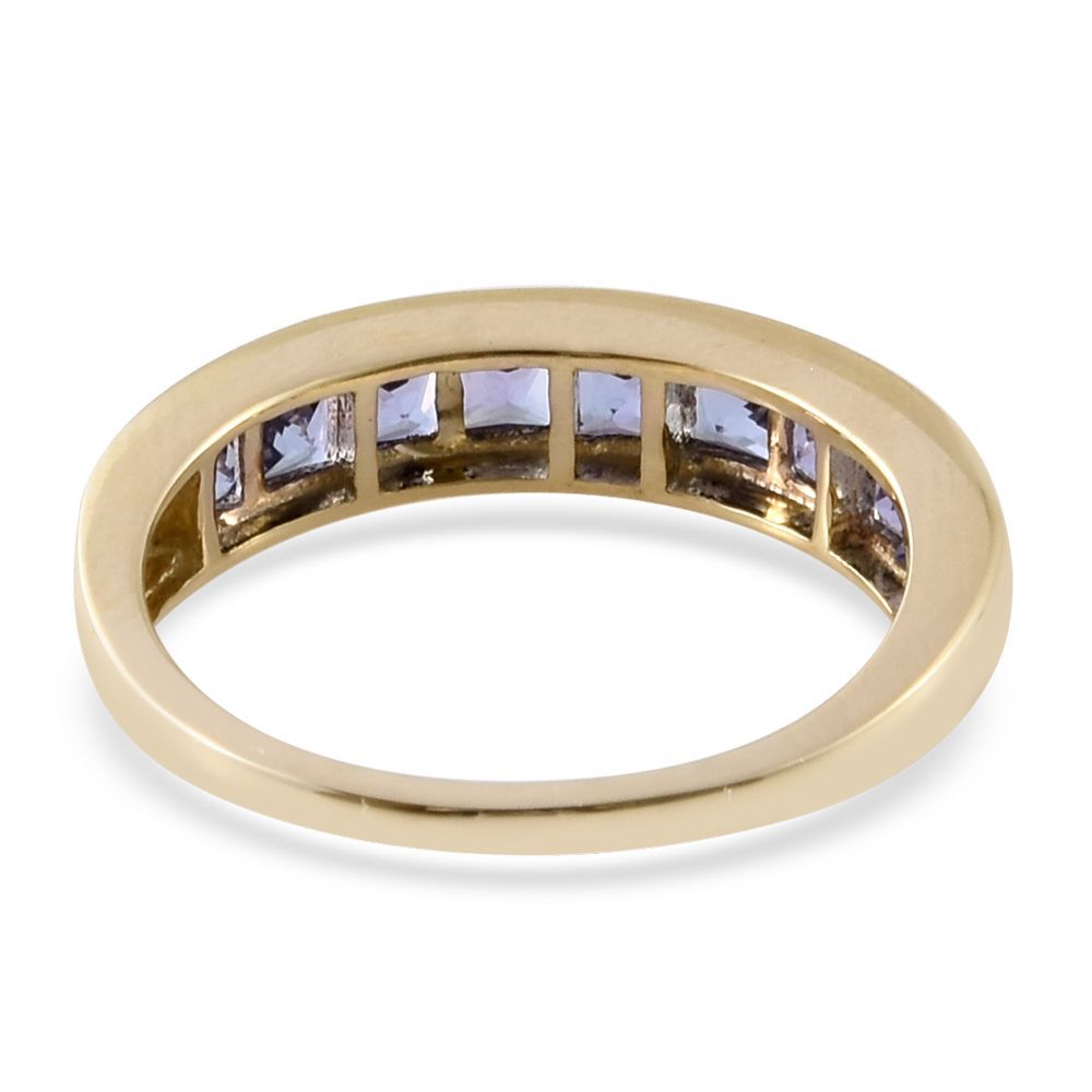 9K Y Gold Tanzanite (Sqr) Half Eternity Ring 1.500 Ct.