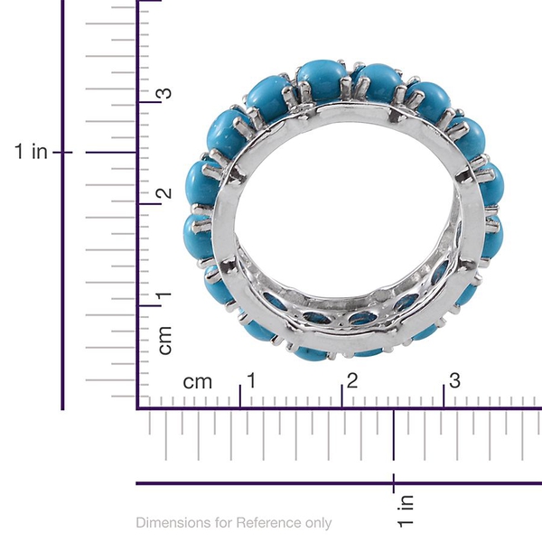 Arizona Sleeping Beauty Turquoise (Rnd) Full Eternity Ring in Platinum Overlay Sterling Silver 5.500 Ct.
