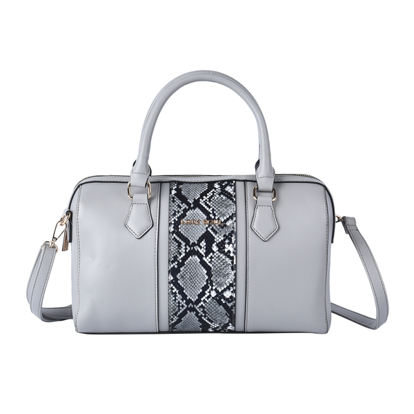 Lock Soul Faux Leather with Snake Print Pattern Convertible Bag - Grey