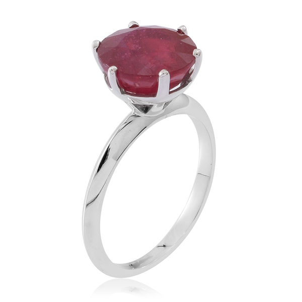 9K W Gold AAA African Ruby (Rnd) Solitaire Ring 5.750 Ct.