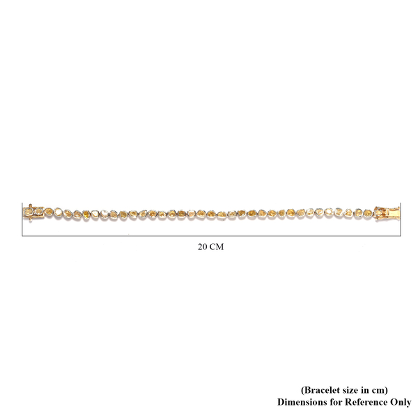 Yellow Polki Diamond Bracelet (Size 7.5) in 14K Gold Overlay Sterling Silver 3.00 Ct, Silver Wt. 14.00 Gms