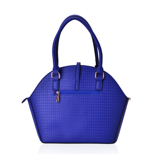 Diamond Pattern Blue Colour Tote Bag (Size 39x29.5x14 Cm)