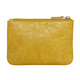 Assots London Mary 100% Genuine Leather Zip Top Coin Purse in Yellow (Size 12.5x8.5cm)