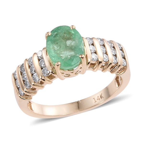 14K Y Gold Boyaca Colombian Emerald (Ovl 1.50 Ct), Diamond Ring 2.000 Ct.