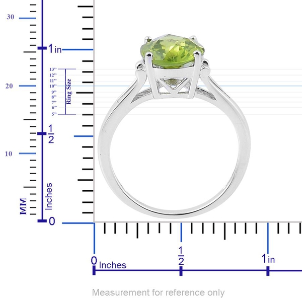Hebei Peridot (Ovl) Solitaire Ring in Platinum Overlay Sterling Silver 3.500 Ct.