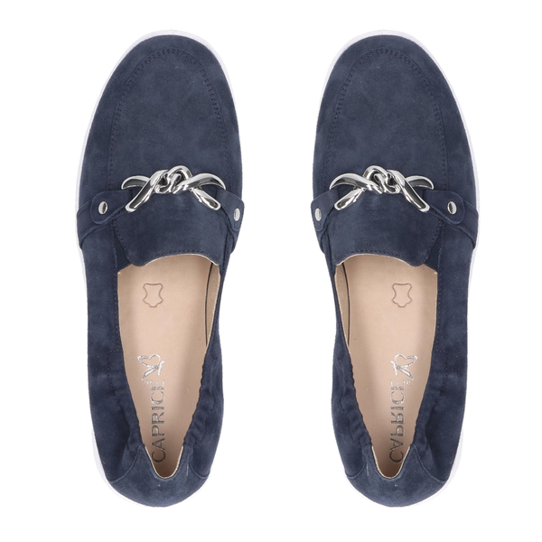 CAPRICE Suede Leather Buckle Detailing Loafers (Size 4)- Blue