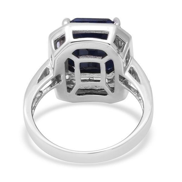 Close Out Deal- Masoala Blue Sapphire (FF) and Natural Cambodian Zircon Ring in Rhodium Overlay Sterling Silver 7.63 Ct.