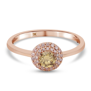 9K Rose Gold Natural Champagne & Pink Diamond Ring 0.50 Ct.