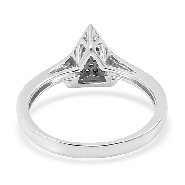 Blue Diamond (Rnd) Ring in Platinum Overlay Sterling Silver 0.100 Ct.