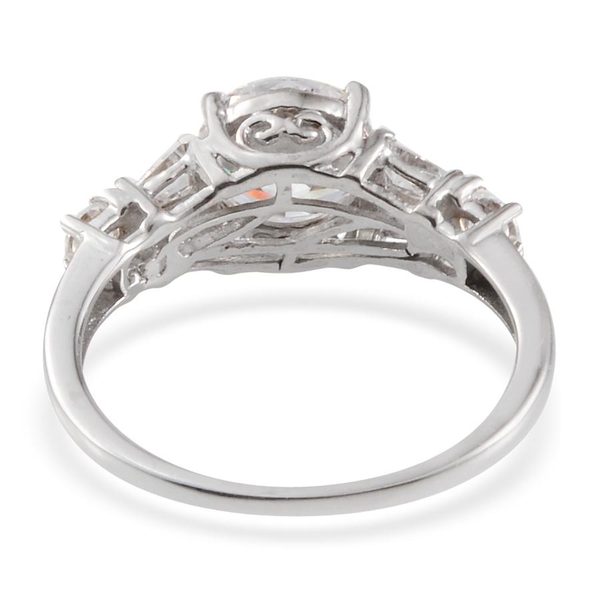 Lustro Stella - Platinum Overlay Sterling Silver (Rnd) Ring Made with Finest CZ 2.580 Ct.