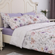 Serenity Night Comforter Set of 6 - Comforter (220x225cm), Fitted Sheet (140x190+30cm) and Pillow Cases (2Pcs - 50x70cm) and Envelope Pillow Case (2Pcs) in Cream Colour and Lilac Floral Print - DOUBLE