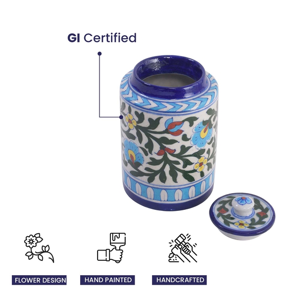 Jaipur Blue - Ceramic Floral Pattern Jar