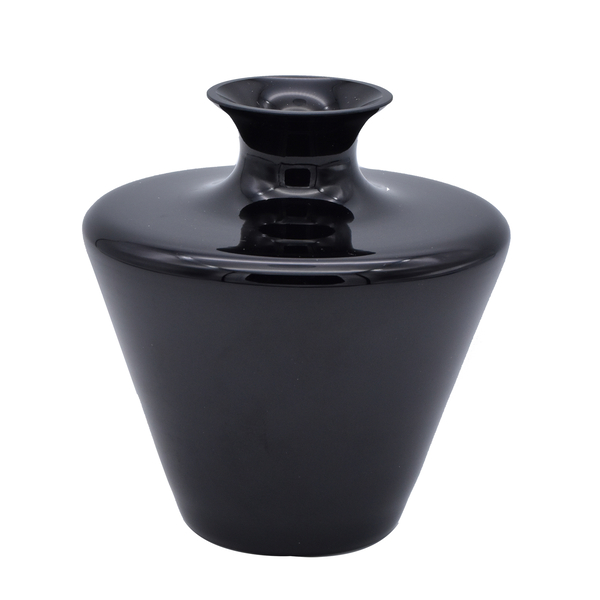 Made In Italy - Authentic Murano Pot Shape Glass Vase - Black