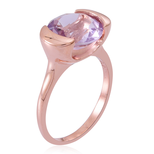Rose De France Amethyst (Rnd) Solitaire Ring in Rose Gold Overlay Sterling Silver 3.000 Ct.